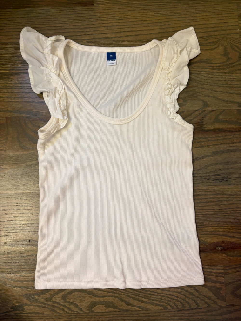 Old Navy Cream Ruffle Sleeve Tank Top